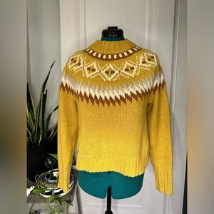 American Eagle Thick Yellow Fair Isle Nordic Sweater Women’s small
